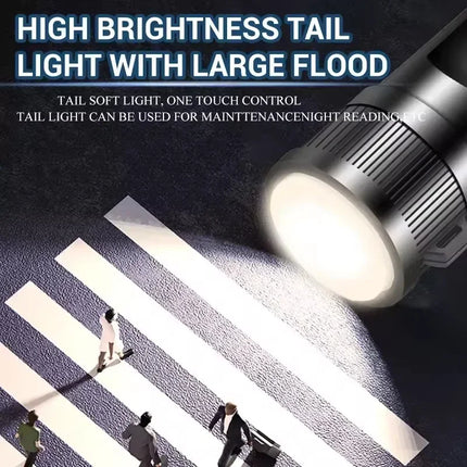High Power LED Flashlight Long Range Tactical Torch Telescopic Zoom USB Rechargeable Portable Lamp For Outdoor Emergency Fishing
