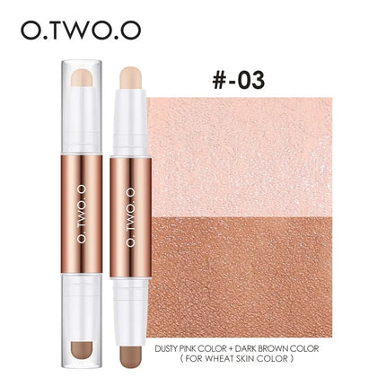 O.TWO.O Double-Headed Contour Stick Waterproof Matte Highlighter Concealer Clavicle Shadow Pen 3D Face Highlighting Makeup Pen