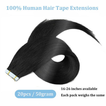 Tape in Hair Extensions Human Hair Brazilian Hair 100% Human Hair Extensions 20 Pcs Straight Hair for Women