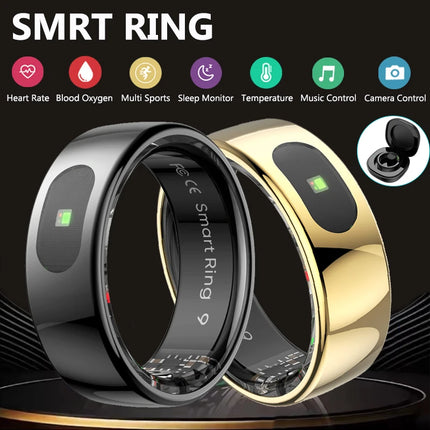 Smart Ring for Women Men Heart Rate Blood Oxygen Monitor Temperature Sleep Tracker Camera Control 5ATM Waterproof Multi Sports
