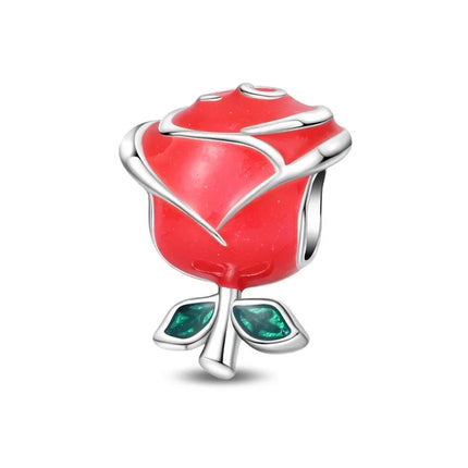 925 Silver Flowers Bouquet Rose Sunflower Blossom Petal Charms Beads Pendant Bracelet Necklace DIY Valentine's Day Gift Jewelry