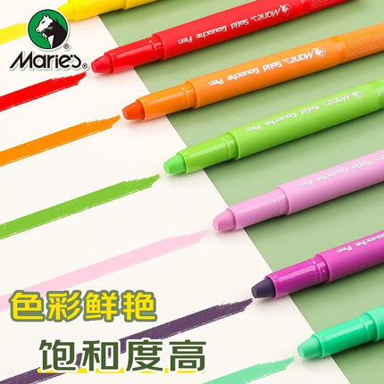 Marie's Solid Watercolor Crayons 12 Colors, Washable Soft Pastel Sticks, Macaron Colors, Water-Soluble Non-Dirty Hands Art Tools