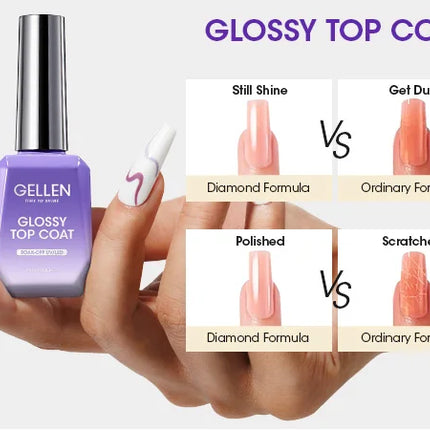 GELLEN Nail Polish Set 18ml 4PCS Kit Base Coat Top Gel Cuticle Softener Oil Salon Quality Manicure Pedicure Valentines Gift
