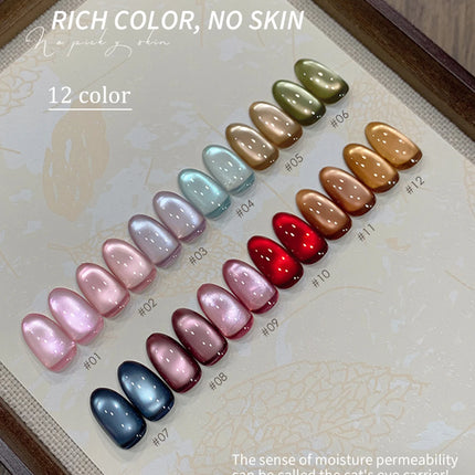 12g Reflective Magnetic Cat Eye Gel Polsih 12 Colors Set Soak Off Varnish Semi Permanent Holographic Cat Eye Gel Nail Art