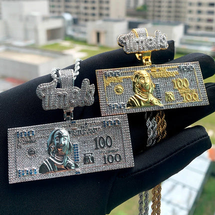 2025 New Trend Time Is Money Dollar Pendant Necklace Iced Out Bling Cubic Zirconia Charm Men Women Fashion Hip Hop Gifts Jewelry