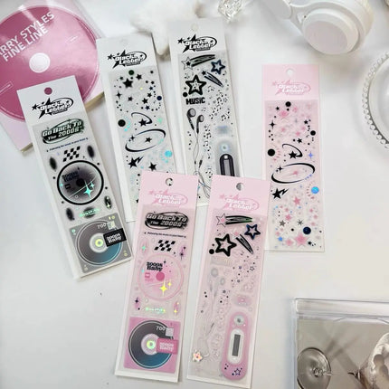 MINKYS New Arrival 3pcs 6pcs Kawaii Bear Ribbon Laser Bling Stickers DIY Scrapbook Stickers Confetti Decoration DIY Photo Frame