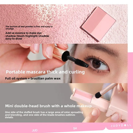 Judydoll Face Powder Paleta Iluminador Bronzer Contour Long Lasting Highlighter Palette Masscara Makeup Set Blush With Brush