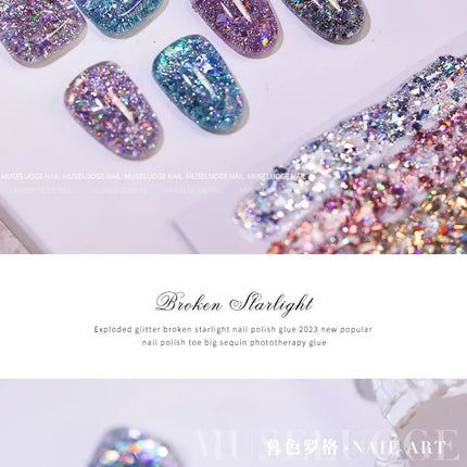 MUSELUOGE 12color Broken Starlight Glitter Gel Nail Polish Explosion-flash Semi Permanent Soak Off UV Nail Gel For Nail Salon