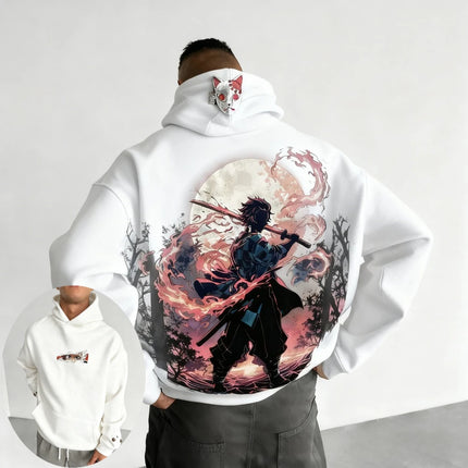 Demon Slayer Men's Hoodie Sweatshirt Kamado Tanjirou Anime Spring Autumn and Winter Boy Warm Long-sleeved Parent-child Outfit