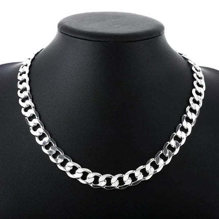 925 sterling Silver necklace for men classic 12MM chain 18-30 inch fine Fashion brand jewelry party wedding gifts Fast Ship