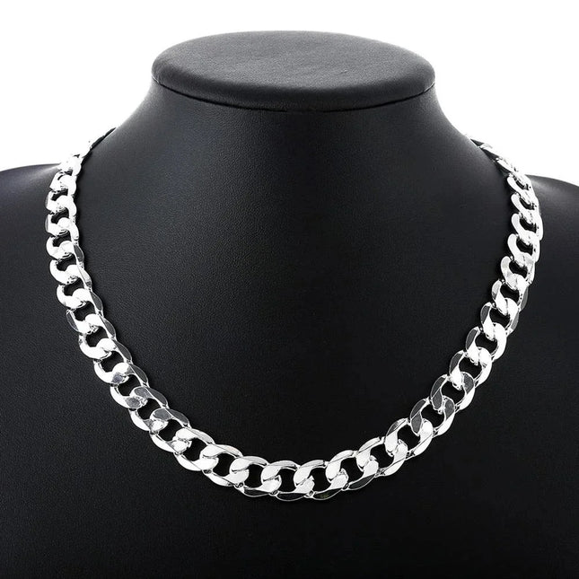 925 sterling Silver necklace for men classic 12MM chain 18-30 inch fine Fashion brand jewelry party wedding gifts Fast Ship