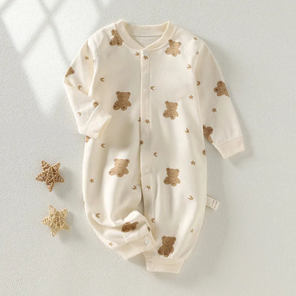 2026 Newborn Baby Romper Spring Autumn 0-24M Girl Boy Cotton Onesie Infant Cartoon Print Soft Breathable Sleepwear Kids Clothing