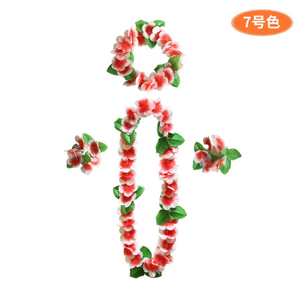 4pcs/lot Hawaiian Leis Garland Artificial Necklace Flowers Leis Party Supplies DIY Beach Fun wreath