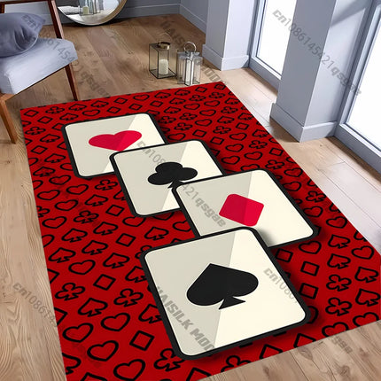 1PC Texas Poker Theme Carpet Living Room Bedroom Sofa Balcony Rug, Entrance Door, Durable Machine Washable Mat Gift for Friends