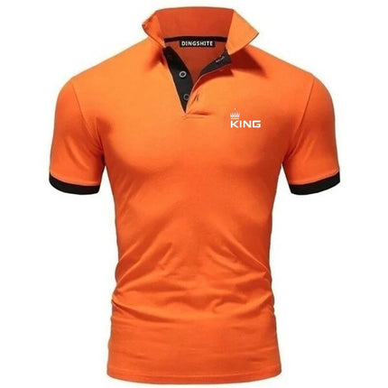 Summer new fashionable men's contrasting polo shirt, breathable short-sleeved casual men's lapel top