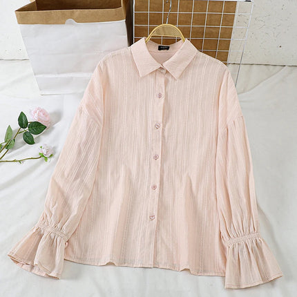 Plus Size 5XL VONDA Women Shirts 2024 Casual Solid Color Long Sleeve Blouse Cotton Linen Tunic Casual Loose Lapel Collar  Tops