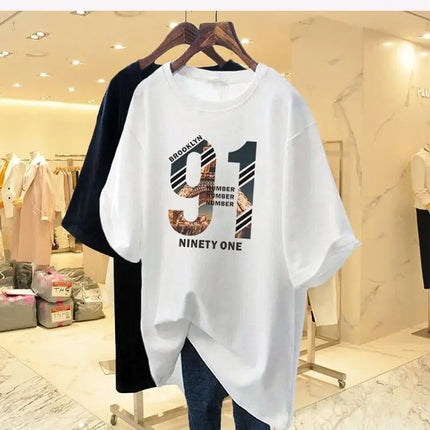 Summer Digital Building Print Cotton Basic T-shirt Women Fashion Casual O-neck Short Sleeve Top Tee Loose Oversized Y2k Pullover