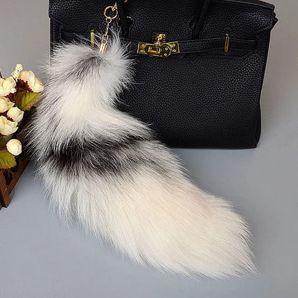 40cm Large Fox Tail Keychain Soft Fluffy Fur Pom Pom Key Chain for Women Handbag Pendant Fashion Plush Animal Tail Keyring