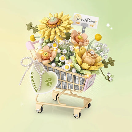 LOZ Plant Series Cart Flower Building Blocks DIY MOC Model Bouquet Desktop Decor Adult Collectible Gift Valentine Birthday