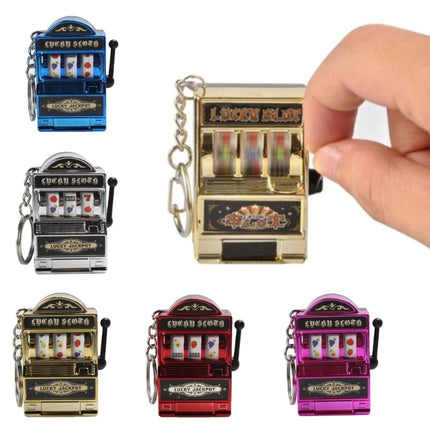 Mini Fruit Slot Machine Keychain Lucky Charm Jackpot Keychains Mini Casino Pendant Bag Charm Novelty Gifts for Kids Adults
