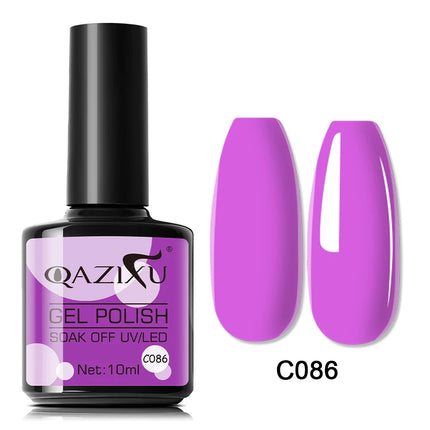 QAZIXU 1/6Pcs Yellow Green Nail Polish Set Blue Nail Gel Polish Semi Permanent Soak Off UV Nail Art Popular Color Spring Summer