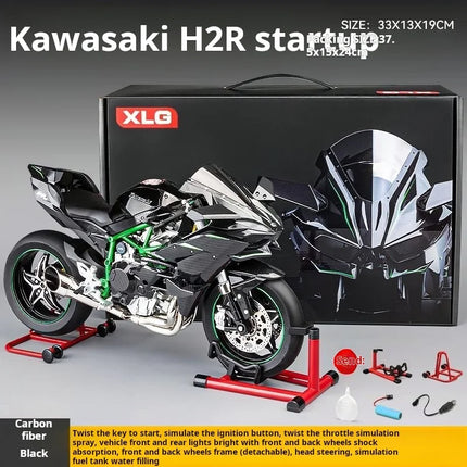 1:6 Kawasaki H2R Motorcycle Diecast Model, Spray Simulation Sound & Light, Fast And Furious Collectible Toy Car,  Mans Gift