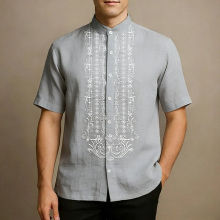 2026 Men's Linen Short Sleeve Shirt Ethnic Plant Totem HD Printed Shirt Hawaiian Outdoor Fishing Men's Clothing Fast Shipping