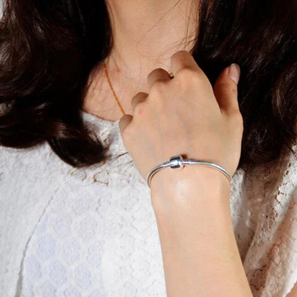 Handmade Original Fine Jewelry 925 Sterling Silver Charm Bracelet Soft Smooth Snake Bone Bracelets for Women