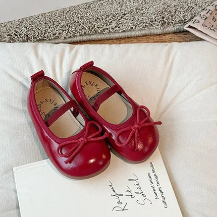 2024 Spring&Autumn Children's Little Leather Shoes for Girls Korean Girls' Soft Sole Bow Anti Slip Fashion Princess Single Shoes