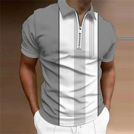 Men's Tops Polo Golf Men's King Print T Shirt High Quality Turndown Short Sleeve Zipper Pullover Original Golf Wear Men Clothing