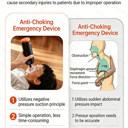 Auto Choking Rescue Device First Aid Kits Anti Choking Devices Emergency Suction Asphyxia Adults & Children CPR Rescue Device