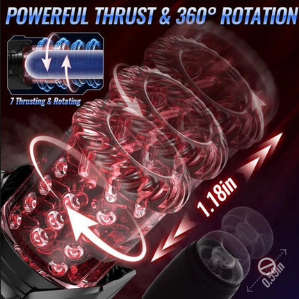 AI Sync Male Masturbator Stroker with 7 Sucking Thrusting Rotating & 7 Licking Modes, Adult Toys Pocket Pussy Mens Sex Toy