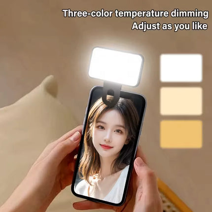 Portable Mini Selfie Fill Light Rechargeable 3 Modes Adjustable Brightness Clip On For Phone Laptop Tablet Meeting Make Up