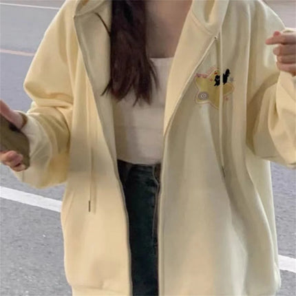 Spring And Autumn Dressing Up Apricot Solid Color Hooded Coat Collection Casual Fashion Trends Versatile Laziness Feeling