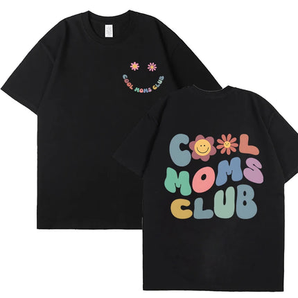 Cool Moms Club T Shirt for Women Summer Short Sleeve Tees Fashion Print Graphic Y2k Tops Mama Birthday Clothing Gift Outfit