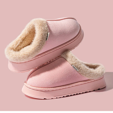 New Fluffy Men's Slippers Winter with Thick Sole for Indoor Anti-Slip and Warmth at Home with Fur Lining for Couples