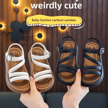 Elegant Summer New Style Korean Version Princess Children's Sandals Elegant Open Toe Stylish Versatile Cute Student Sandals