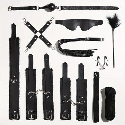 The BDSM10-piece set of restraint toys, including luxury gloves, eye masks, restraint sets and bed restraint sets, is suitable
