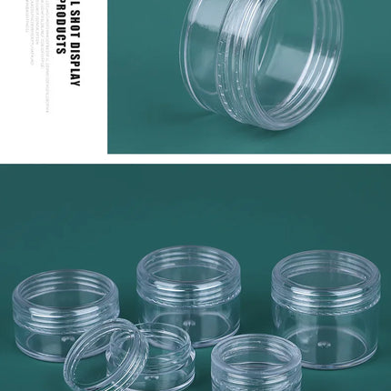 100pcs 2g/5g/10g Empty Plastic Jar Pots Transparent Sample Bottles Eyeshadow Cream Lip Balm Container Portable Makeup Jar