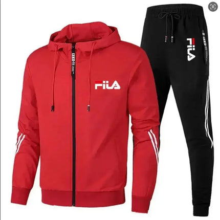 2026 Men's Spring and Fall Outdoor Zipper Jacket + Sweatpants Jogging Set Casual Basketball Fitness Two-piece Set