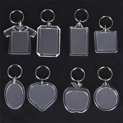 5/50pcs Transparent Rectangle Blank Clear Acrylic Insert Photo Picture Frame Keyring Keychain DIY Split Ring Key Chain Gifts