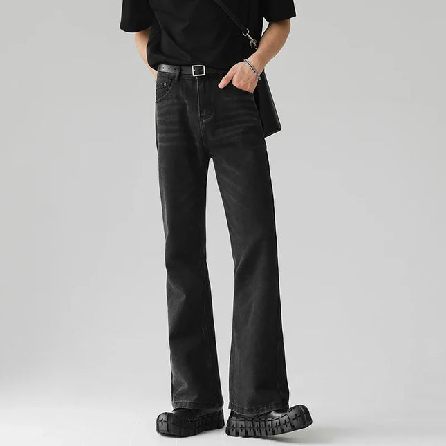 New Hot Sale Men Bootcut Jeans Daily Casual Baggy Straight Leg Denim Pants Trend Male Classic Simplicity Black Blue Trousers