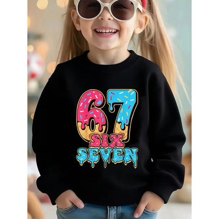 Children's Six Seven 67 Brainrot Crew Neck Hoodies Funny Sweatshirts for Boys Girls Unisex Hoody Manga Kids Streetwear Clothes