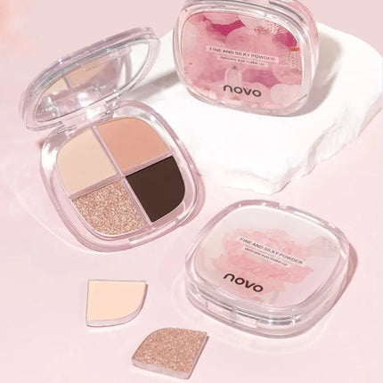 NOVO Four-color Eyeshadow, Matte, Pearlescent, High-gloss, Sweat-proof, Water-resistant, Ins, High-end And Affordable