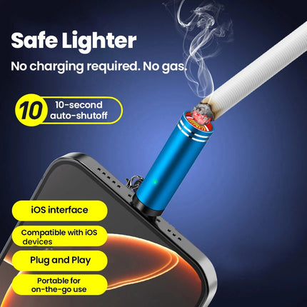 Lightning Mobile Cigarette Lighter Adapter Air Blowing Cigarette Lighter Phone OTG Power Supply Portable Mini Cigarette Lighting