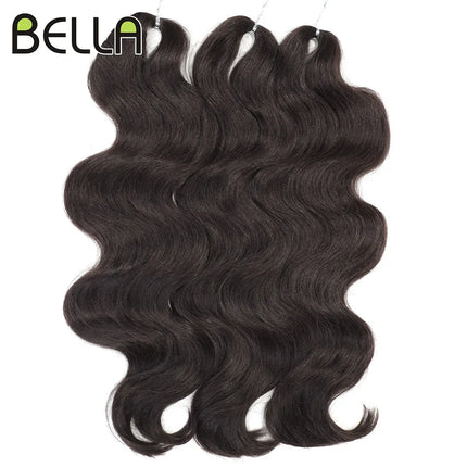 BELLA 24 inch Body Wave Crochet Hair 3PCS Synthetic Hair Braids Fake Hair Ombre Blonde Brown Natural Braiding Hair Extensions