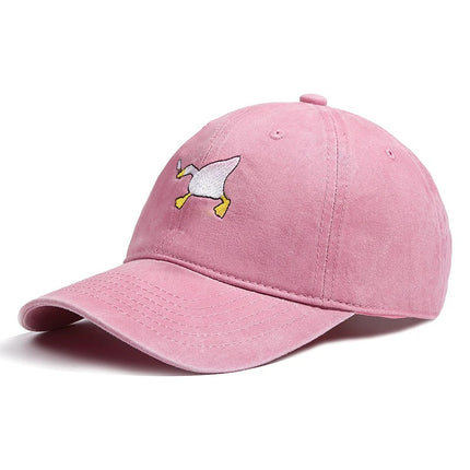 Embroidered baseball cap with goose pattern for men and women, casual and fashionable city style duckbill cap
