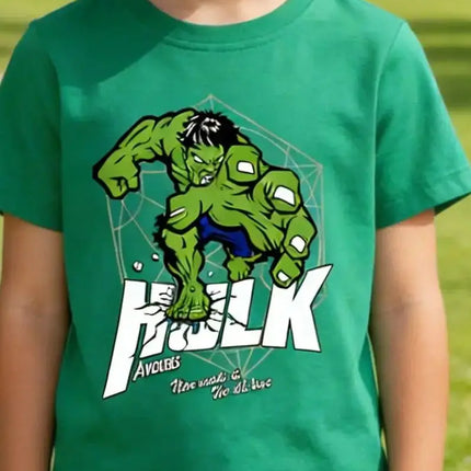 Marvel Hulk Cartoon Anime Printing Boy Clothing Tops Summer Fashion Children's T-Shirt Parent-Child Cotton T-shirt Women Men Top