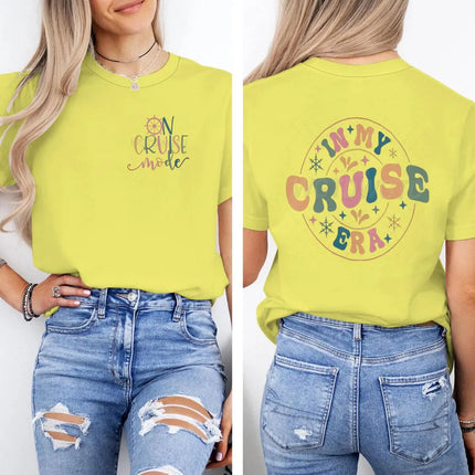 "In My Cruise Era" Graphic T Shirts Women Men "On Cruise Mode" Print Casual Tops Retro Cruise Crewneck Short Sleeve T-shirt