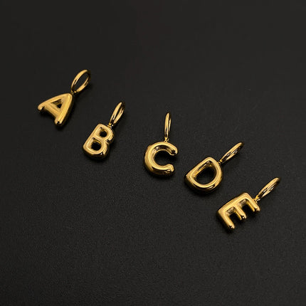eManco Stainless Steel Gold-plated Charms Modern Style 3D Bubble Alphabet Elements DIY Necklace Bracelet Jewelry Making